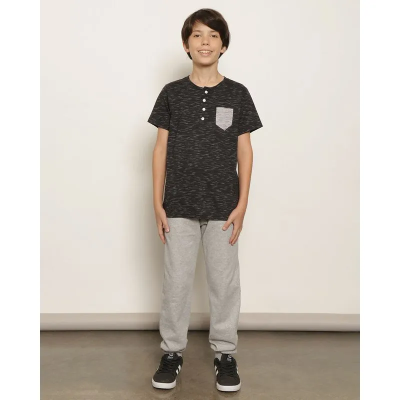 Calça Moletom Juvenil Jogger Básica Cinza 12