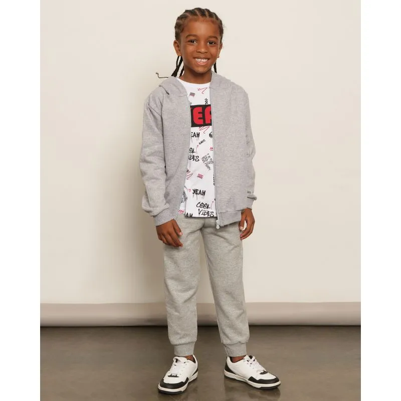 Calça Infantil Moletom Jogger Com Bolsos Cinza 8