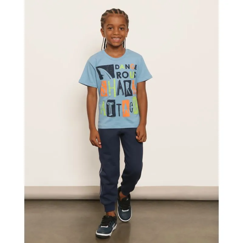 Calça Infantil Moletom Jogger Básica Marinho 8