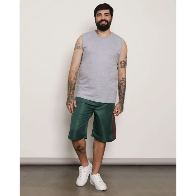 Bermuda Plus Size Masculina Listra Lateral Verde 48