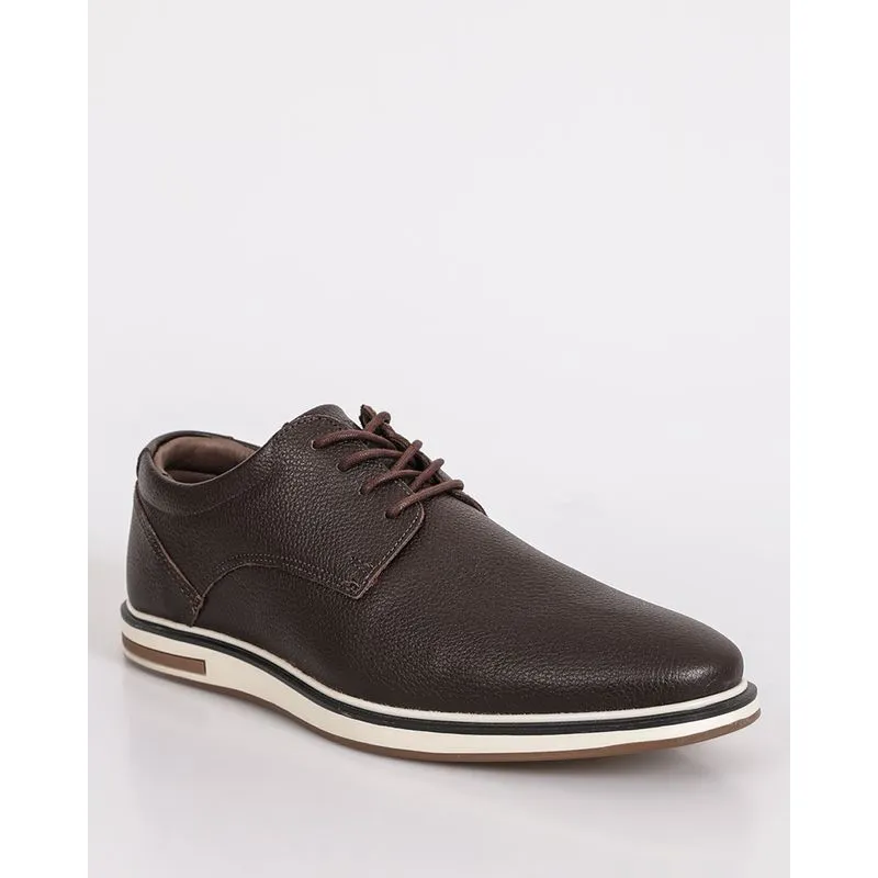 Sapato Masculino Casual Crato Couro Texturizado Marrom 38