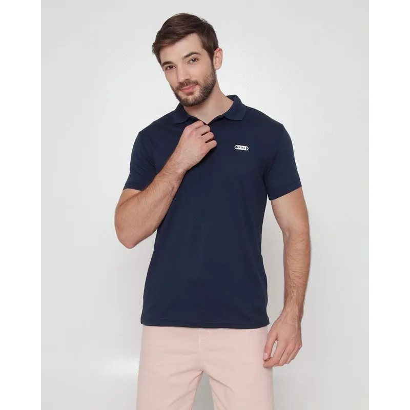 Camisa Polo Masculina Piquet Manga Curta Marinho GG