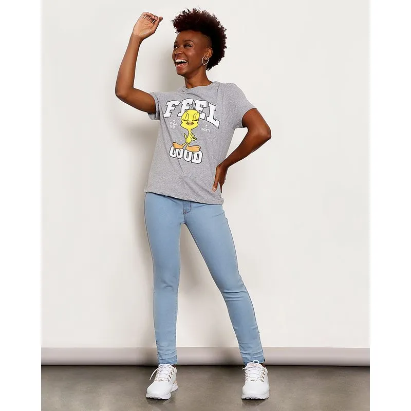 Calça Jeans Feminina Vizzy Cigarrete Cintura Média Azul 40