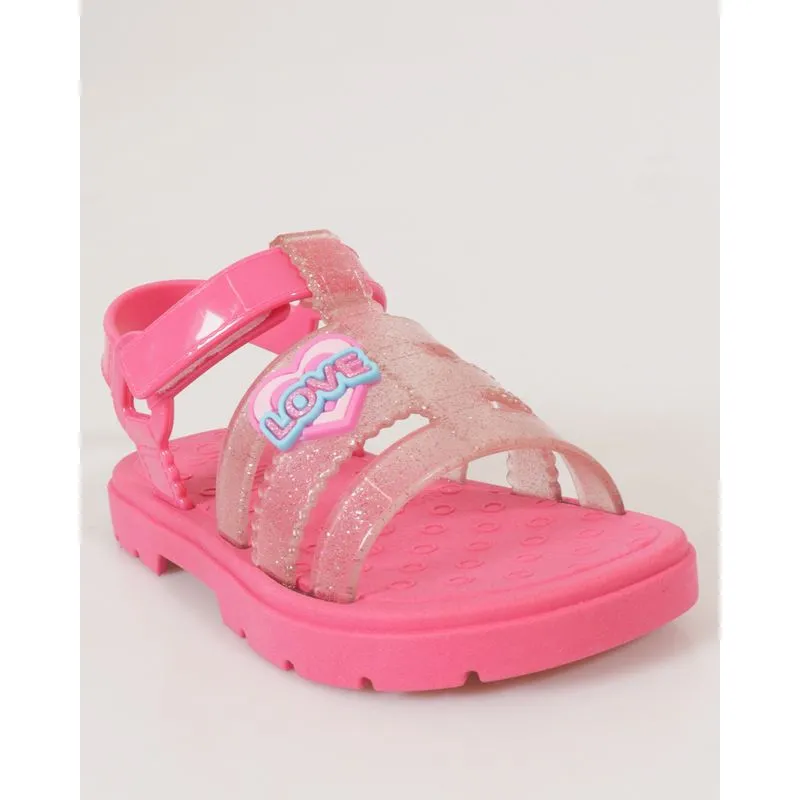 Sandália Bebê Papete Aplique Coração Rosa 21/22