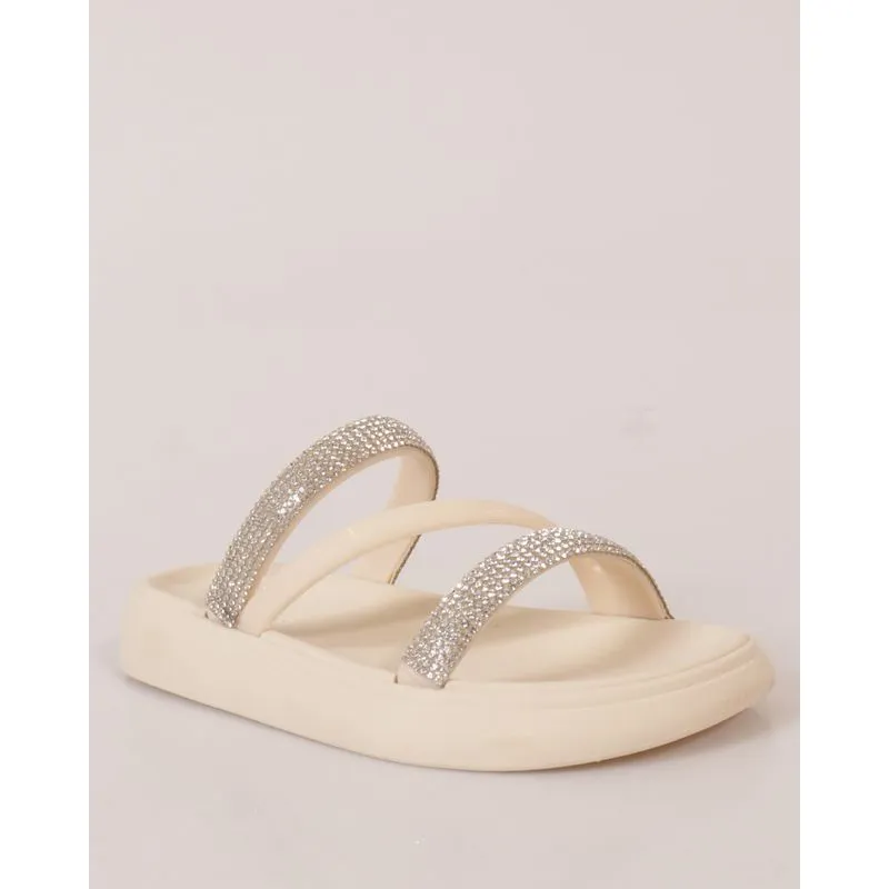 Sandalia Infantil Com Strass Off White 27/28
