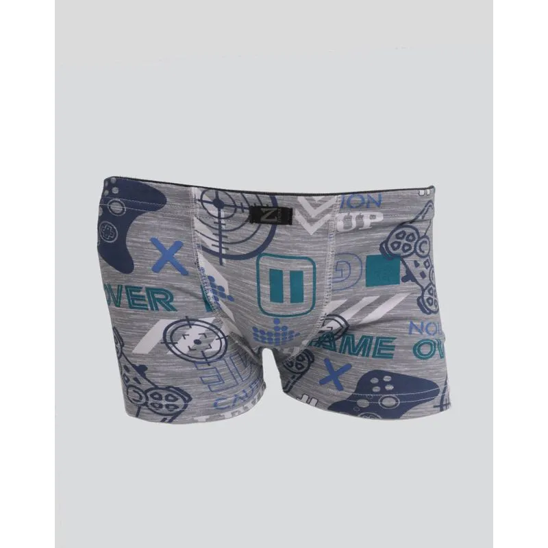 Cueca Infantil Boxer Estampa Game Cinza 4