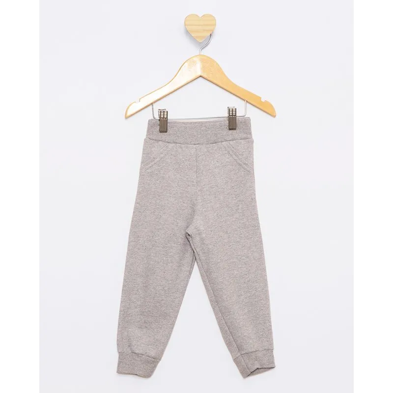 Calça Moletom Bebê Peluciada Jogger Cinza 1