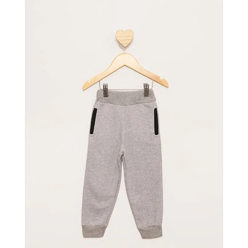 Calça Moletom Bebê Jogger Peluciada Cinza 2
