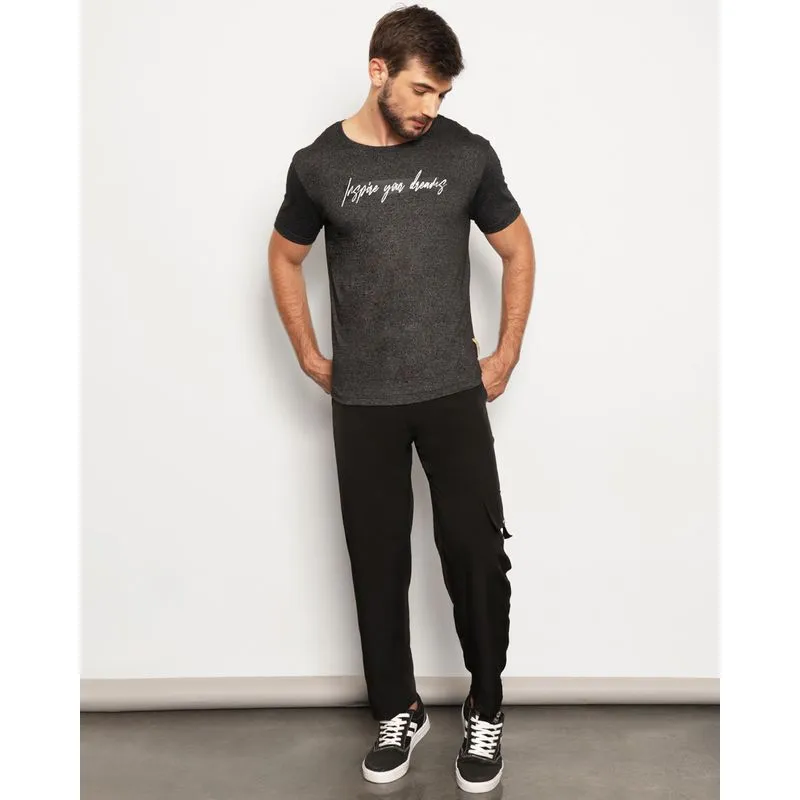 Calça Masculina Reta Com Bolsos Preta GG