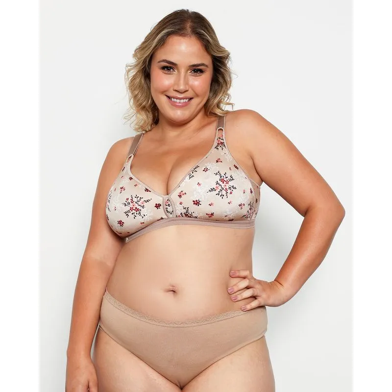Sutiã Plus Size Feminino DeMillus Triangulo Sem Bojo Estampado Bege 48