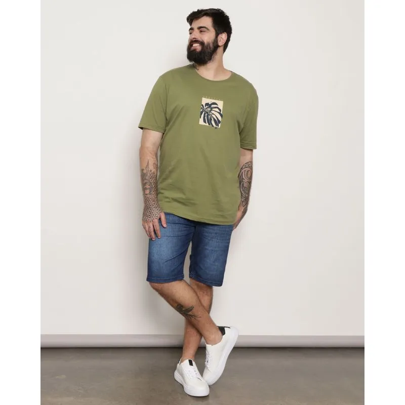 Bermuda Jeans Plus Size Masculina Com Bolsos Azul 56