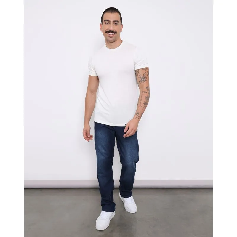Calça Jeans Masculina Skinny Com Puídos Azul 46