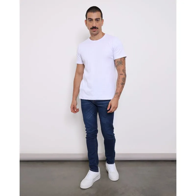 Calça Jeans Masculina Slim Estonada Azul 42