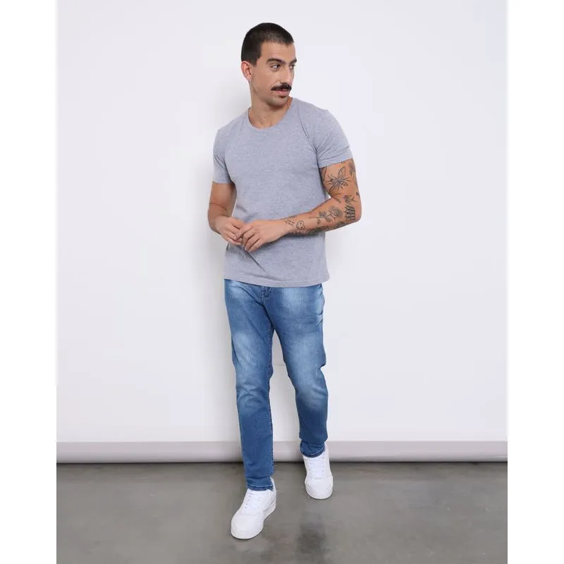 Calça Jeans Masculina Skinny Com Bolsos Azul 38