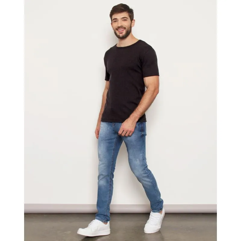 Calça Jeans Masculina Slim Estonada Azul 40