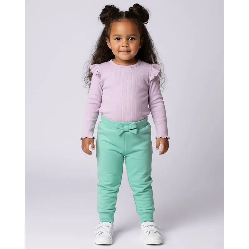 Calça Moletom Bebê Peluciada Jogger Laço Frontal Verde 3