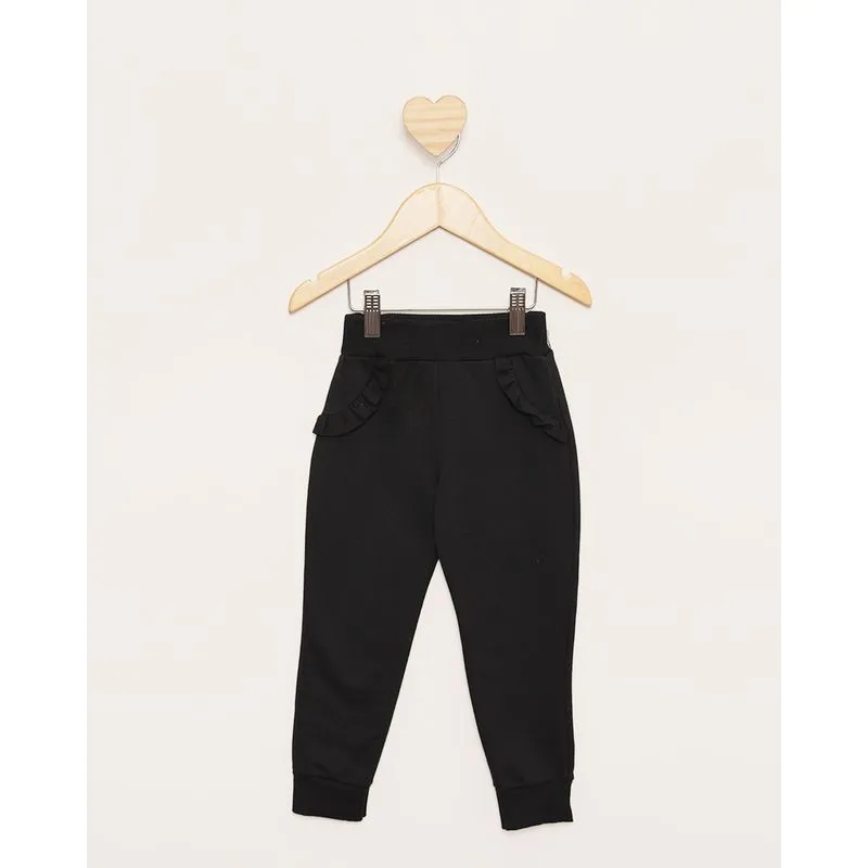 Calça Moletom Bebê Jogger Peluciada Preta 2