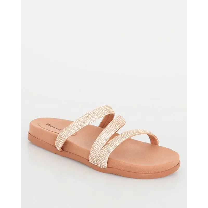 Sandália Feminina Tiras Com Strass Cobre 39