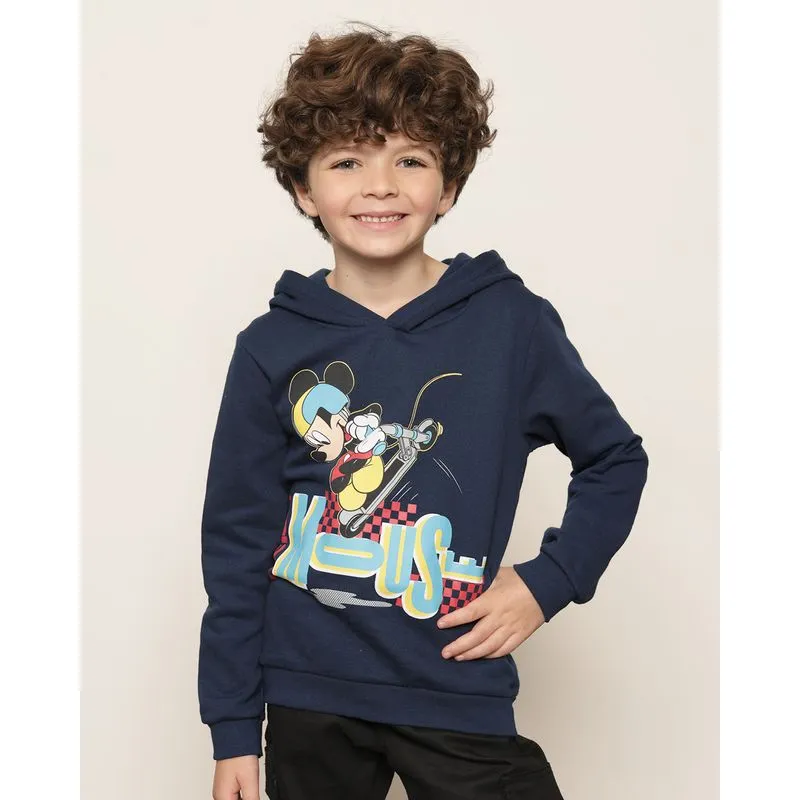 Blusão Infantil Disney Mickey Peluciado Com Capuz Marinho 4