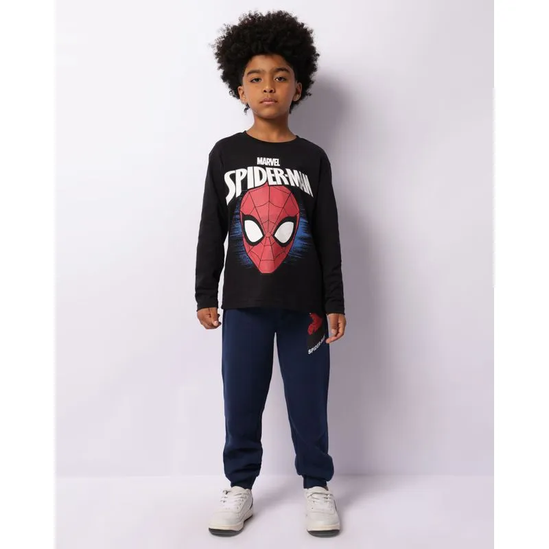 Calça Moletom Infantil Peluciada Marvel Estampa Homem Aranha Marinho 6