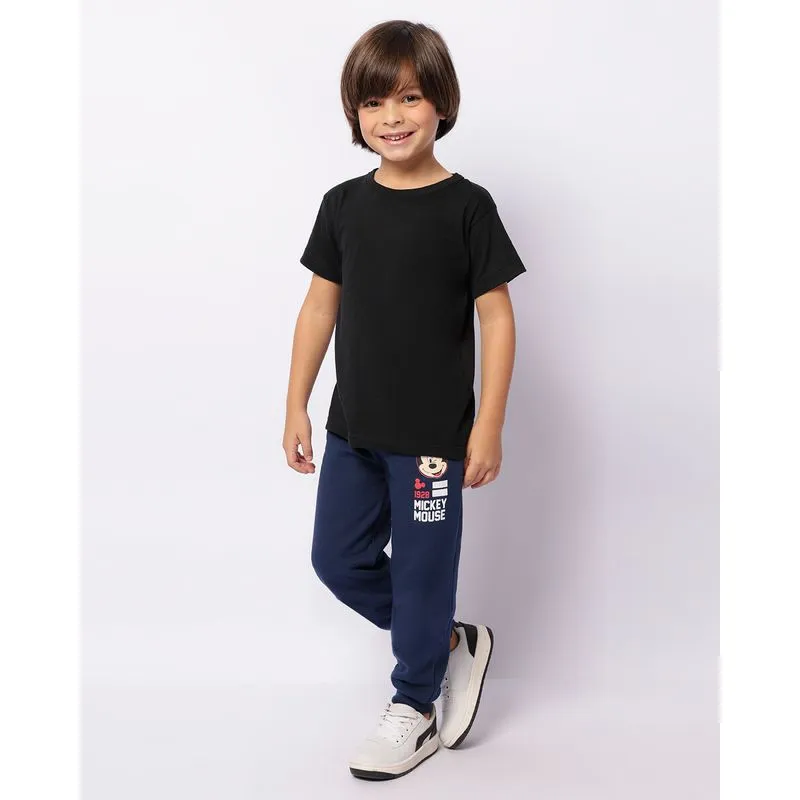 Calça Moletom Infantil Peluciada Jogger Disney Mickey Marinho 4