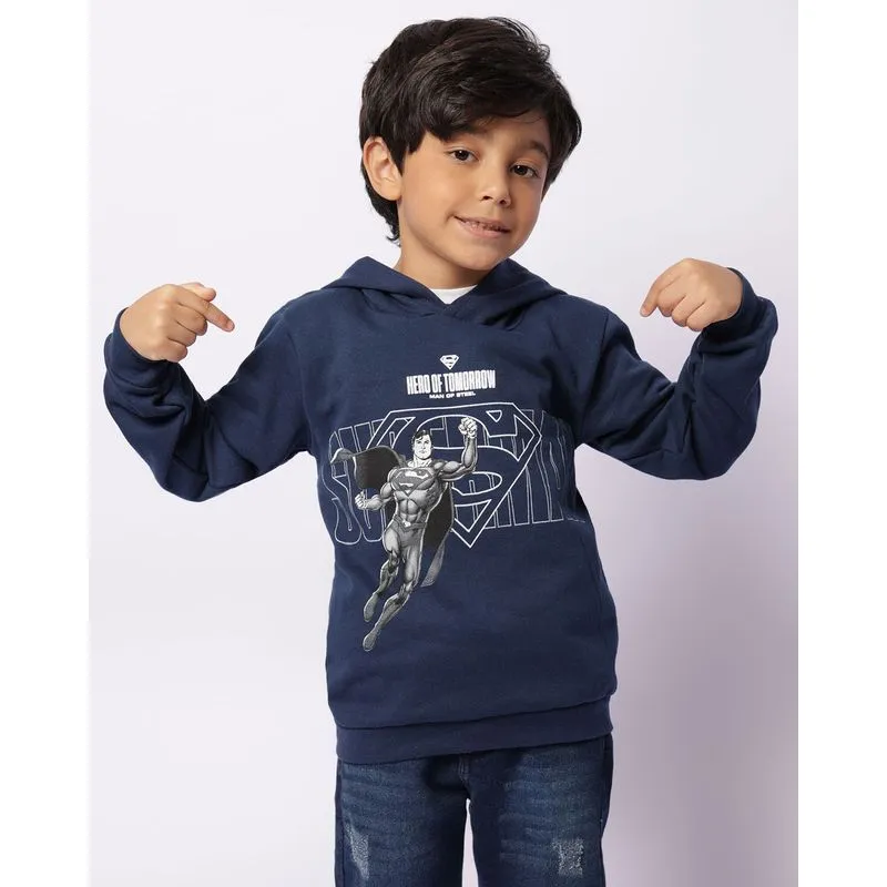 Blusão Moletom Infantil Peluciado DC Comics Estampa Super Homem Marinho 10