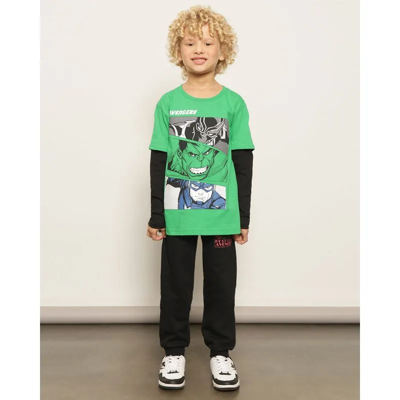 Calça Moletom Infantil Peluciada Marvel Estampa Os Vingadores Preta 6