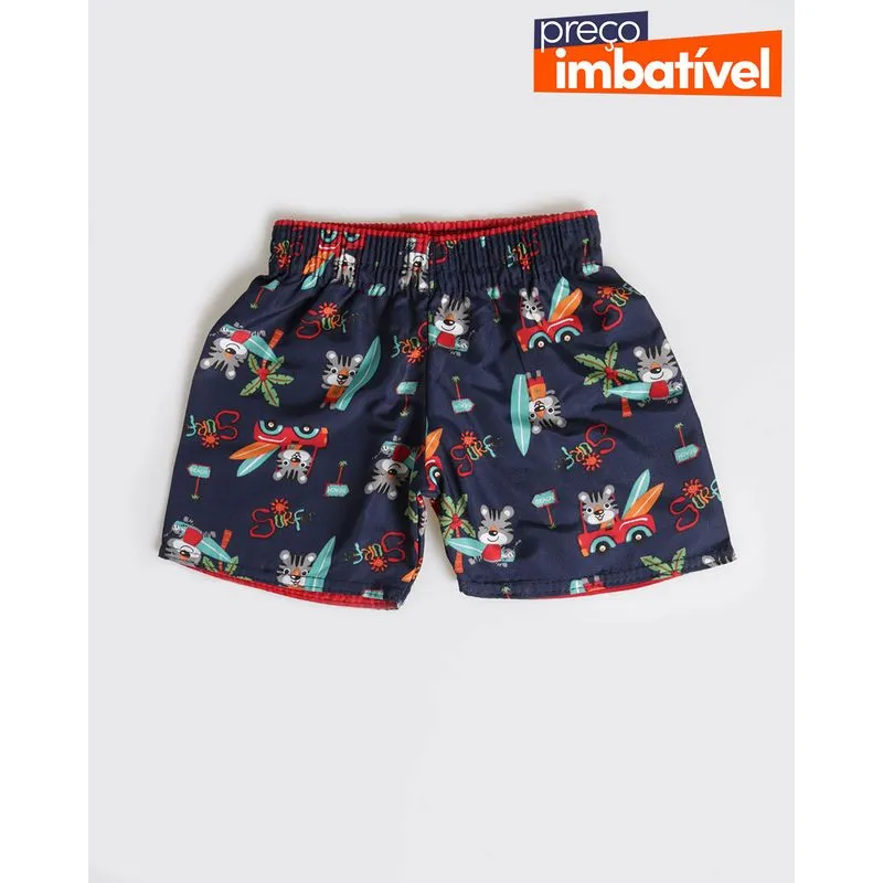 Bermuda Surf Bebê Estampada Azul Marinho UN