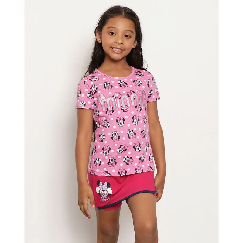 Camiseta Infantil Disney Estampada Minnie Manga Curta Rosa 10