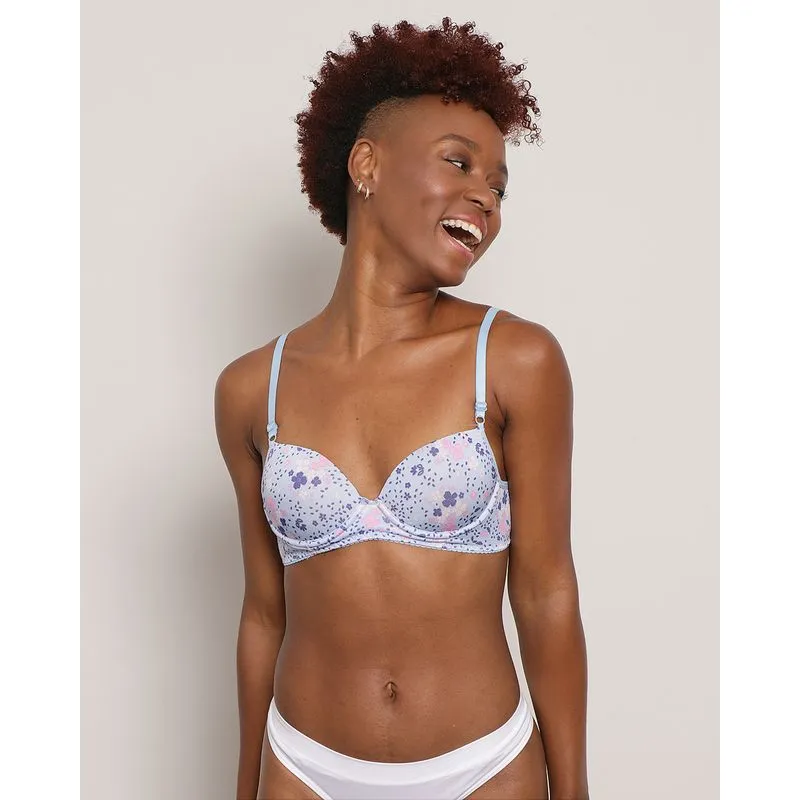 Sutiã Feminino Base Com Bojo Estampado Lilás 40