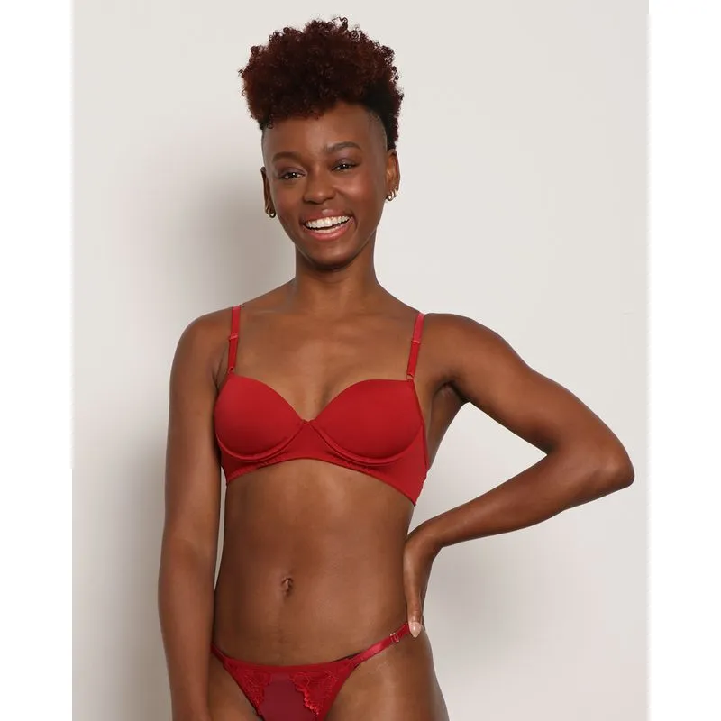 Sutiã Feminino Base Com Bojo Vermelho 44