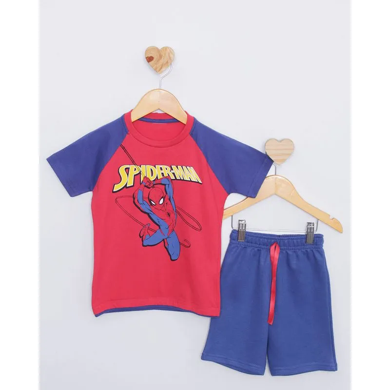 Conjunto Bebê Manga Raglan Marvel Estampa Homem Aranha Vermelho 1