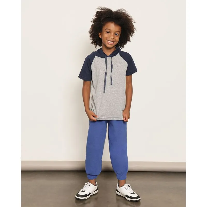 Calça Infantil Jogger Fleece Peluciada Estampa Game Azul 4