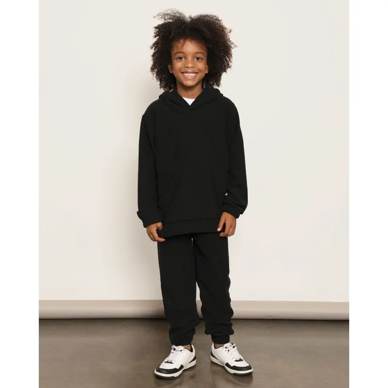 Calça Infantil Jogger Fleece Peluciada Preta 8