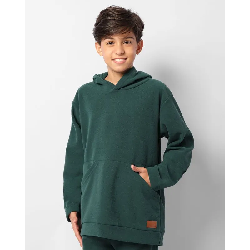 Blusão Juvenil Peluciado Bouclé Com Capuz Verde 10