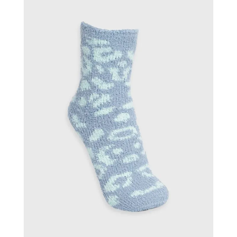 Meia Feminina Fitter Cano Médio Chenille Animal Prit Azul 34 A 38