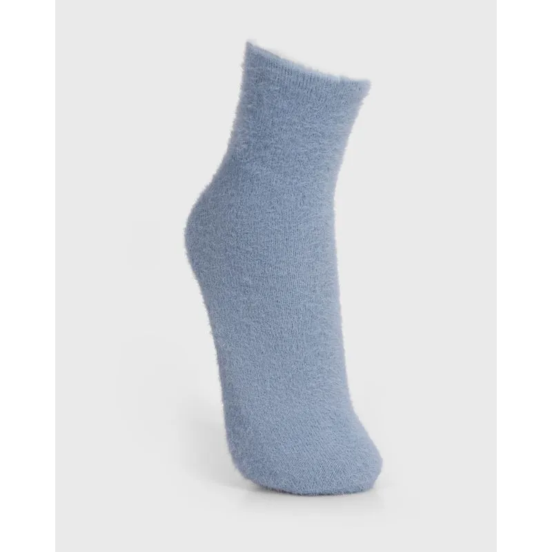 Meia Feminina Chenille Felpudo Fitter Cano Alto Azul 34 A 38