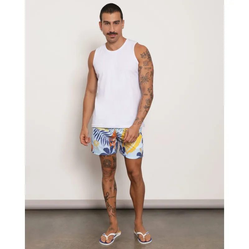 Bermuda Masculina Estampa Floral Azul G