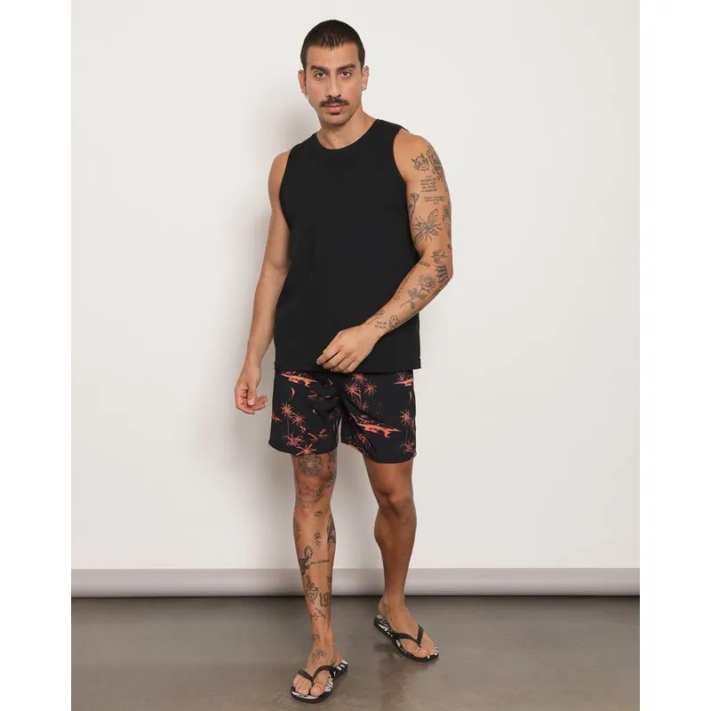 Bermuda Masculina Estampa Tropical Preta P
