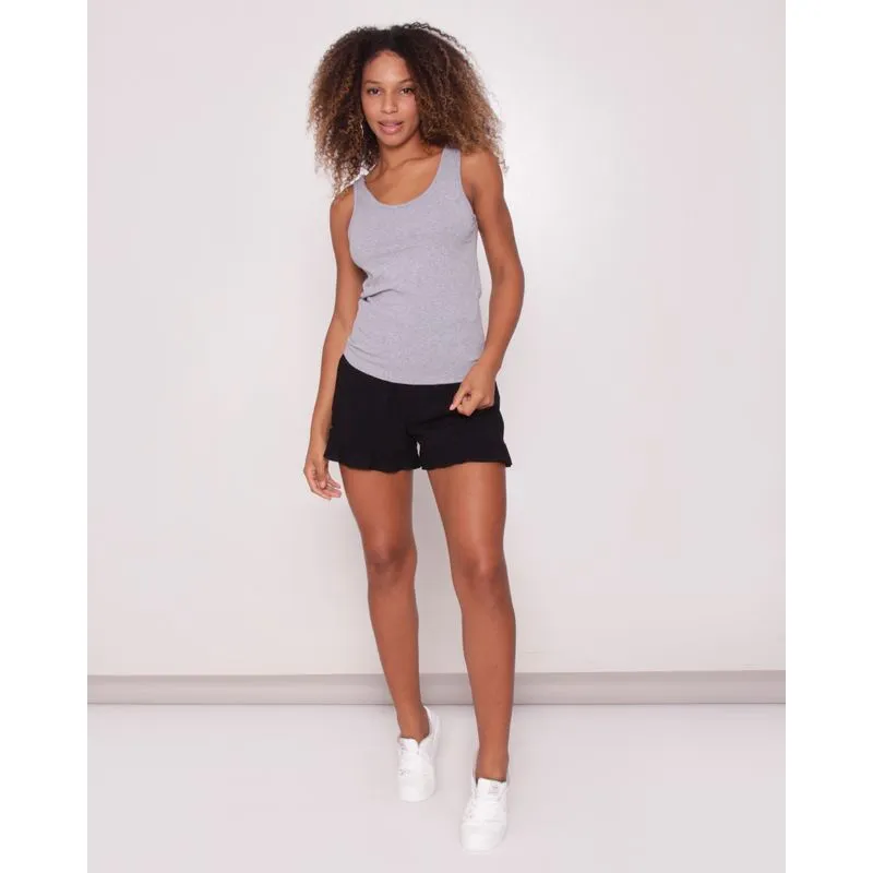 Shorts Feminino Curto Com Babado Preto M