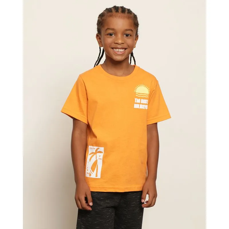 Camiseta Infantil Estampa Frontal Manga Curta Laranja 6