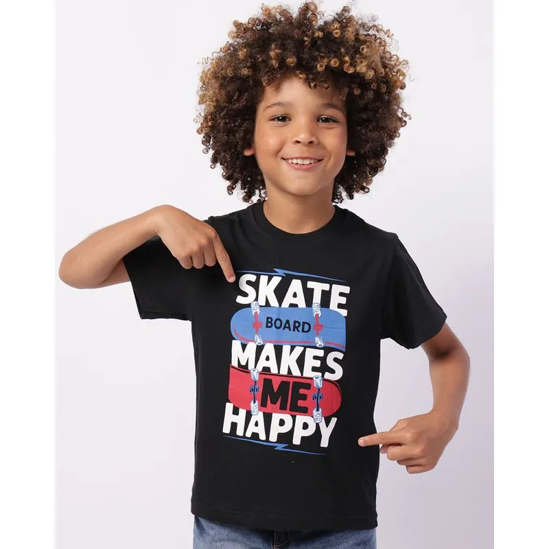 Camiseta Infantil Algodão Estampa Skate Manga Curta Preta 4