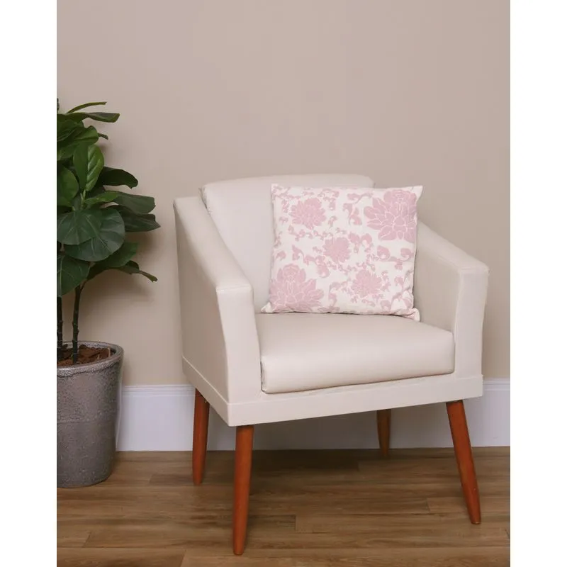 Almofada Quadrada 40cm x 40cm Rústica Estampada Floral Off White UN