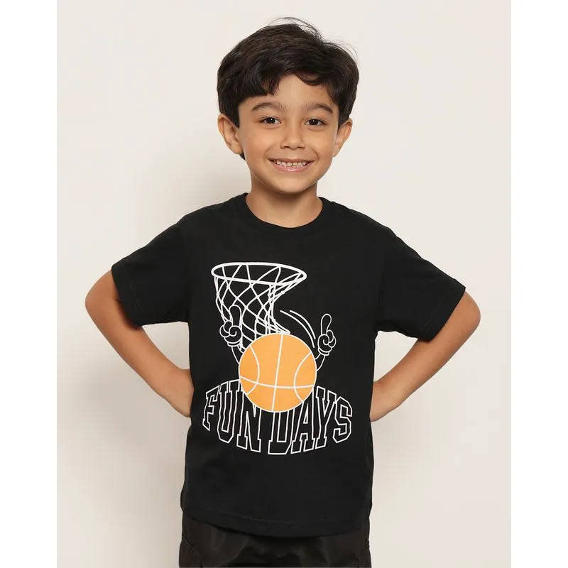 Camiseta Infantil Estampa Basquete Manga Curta Preta 6