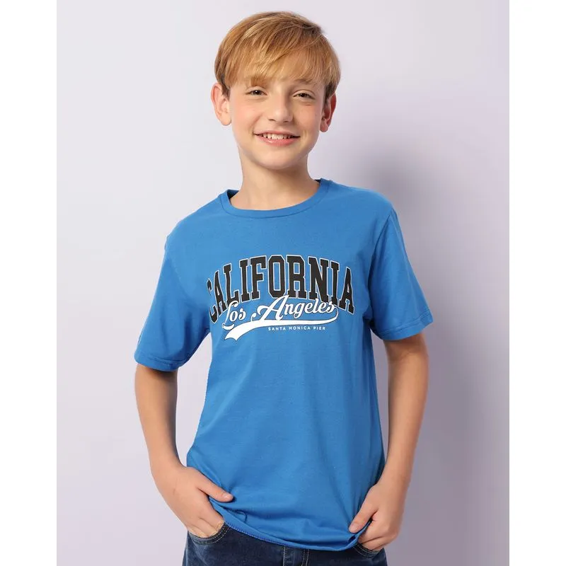 Camiseta Juvenil Estampa Califórnia Manga Curta Azul 14