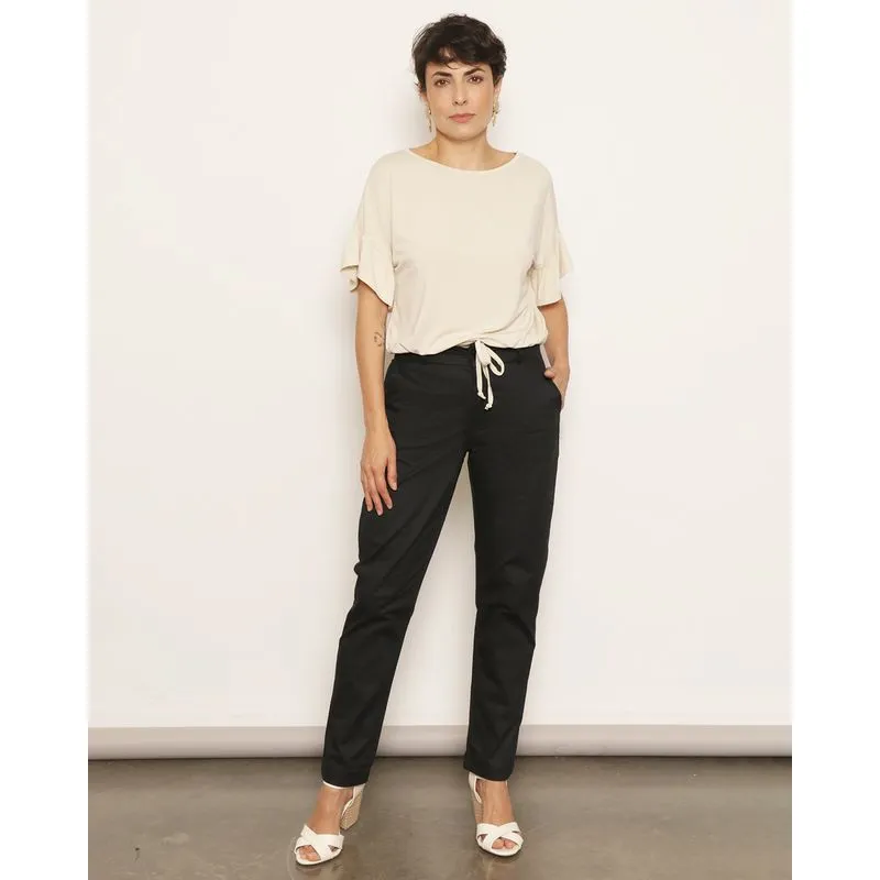 Calça Feminina Reta Com Bolso Preta 40