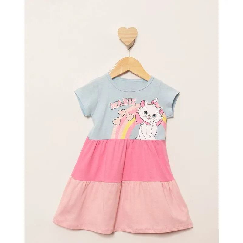 Vestido Bebê Curto Disney Estampa Marie Três Marias Azul 1