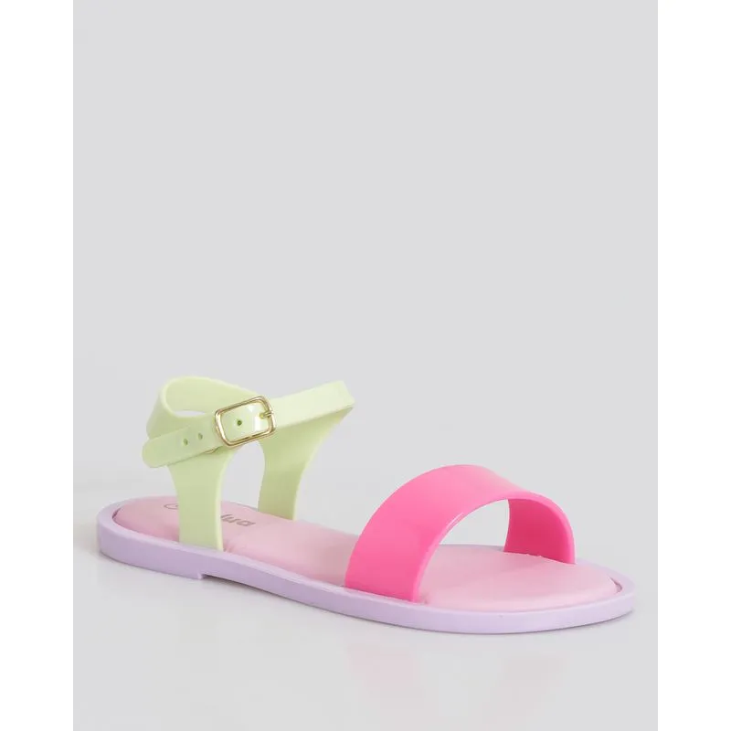 Sandália Infantil LueLua Tiras Peroladas Rosa 27/28