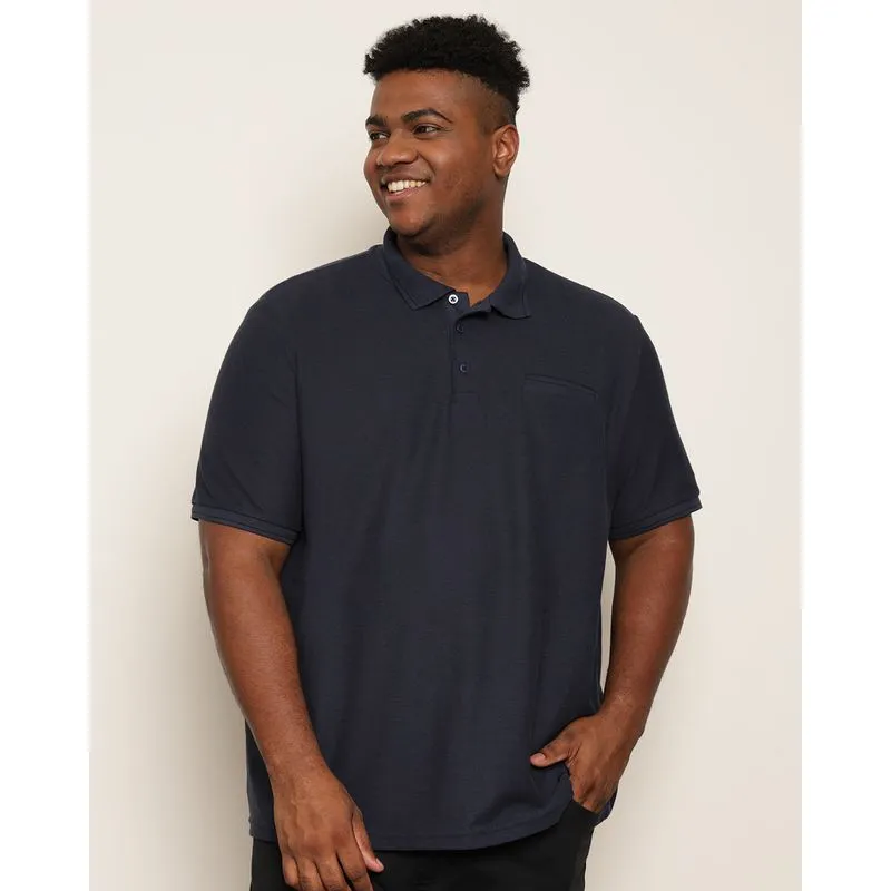 Camisa Polo Plus size Masculina Piquet Manga Curta Marinho G3