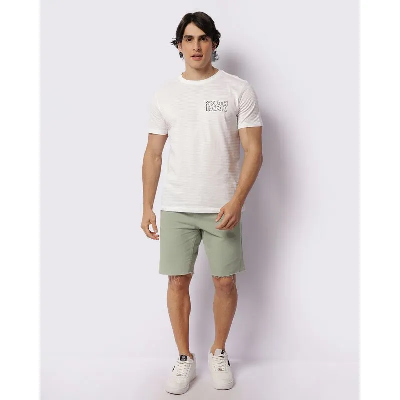 Bermuda Sarja Masculina Barra Desfiada Com Cordão Verde 36